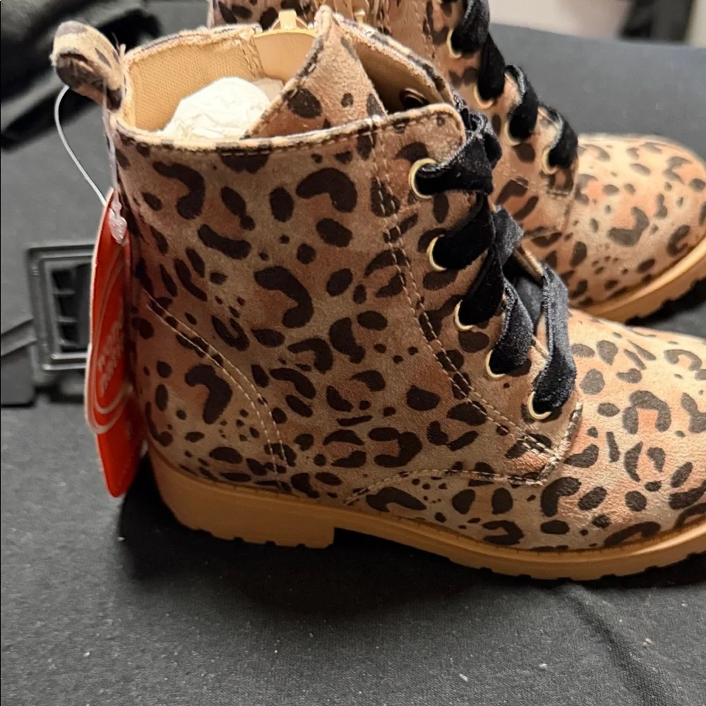 Leopard Print Lace-Up Boots for Kids